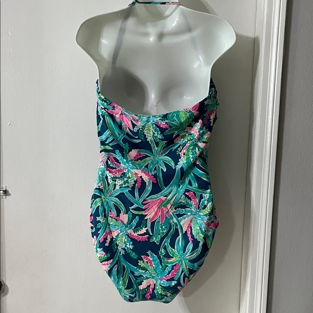 Lilly Pulitzer Blue and Pink Floral Kids One Piece - Picture 6 of 11